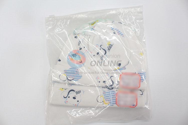 Good quality cute print cotton newborn baby hats&gloves