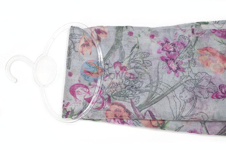 Factory Supply Purple Flower Pattern Voile Scarf for Women