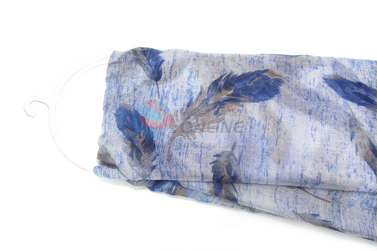 Promotional Feather Pattern Staple Rayon Scarf for Women