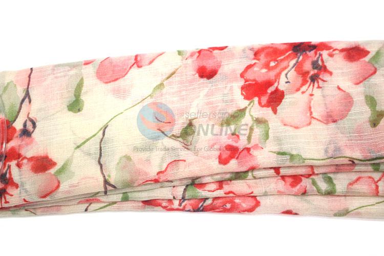 New Arrival Flower Pattern Staple Rayon Scarf for Women