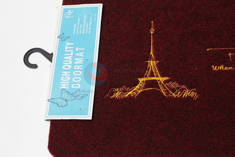 Wine Red Eiffel Tower Pattern Living Room Carpet Floor Mat