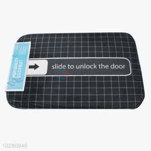 Black Color Slide to Unlock the Door Printed Carpet Flannel Door Mat