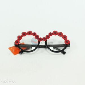 New style good cheap black party glasses with red flowers