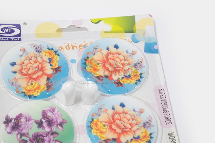 Wholesale Price Round Flower Printed Sticky Hooks