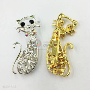 Beautiful Women Rhinestone Brooch/Breastpin in Cartoon Cat Shape