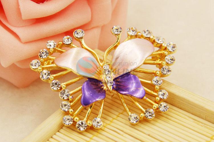 Butterfly Shaped Elegant Decorated Crystal Rhinestone Brooch