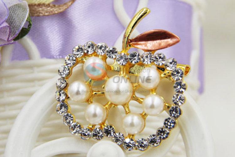 Apple Shaped Rhinestone Breastpins for Evening Dress