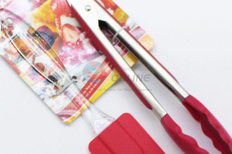 Popular factory price best red silicone scraper&food tong