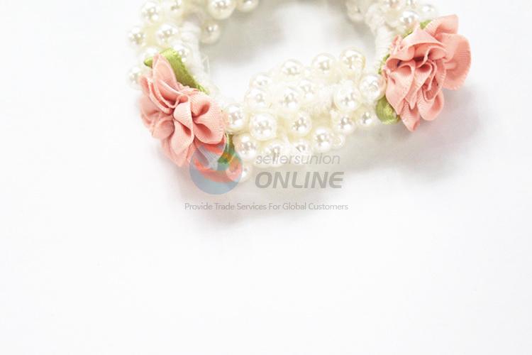 High quality promotional flower&pearl hair ring