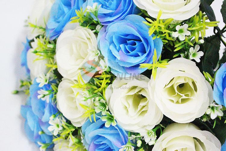 24 Heads Fake Blue Rose for Wedding Home Decor Accessories