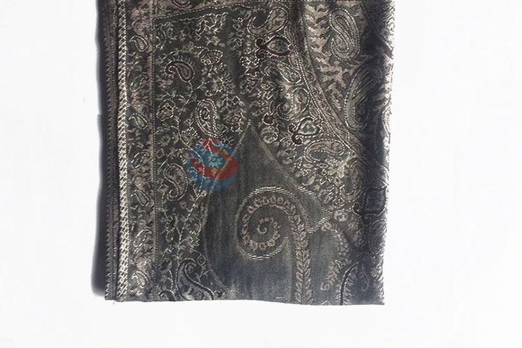 Dark Grey Color High Quality 100% Cotton Jacquard Scarf