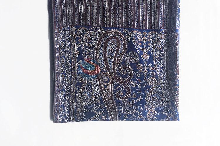 Dark Blue High Quality 100% Cotton Jacquard Scarf