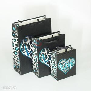 Leopard Heart Pattern Black Paper Gift Bag