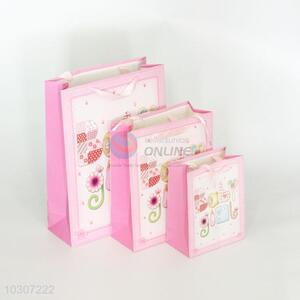 Pink Color Flower Pattern Gift Bag