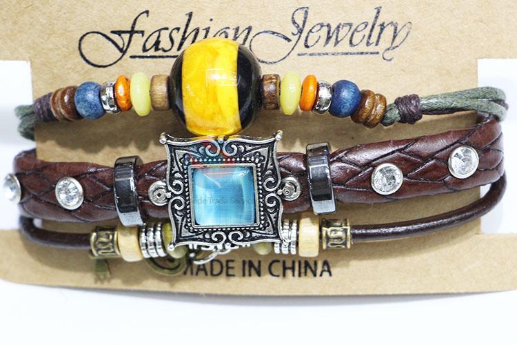 Promotional Gift Handmade Cowhide Bracelet Jewelry Bangle