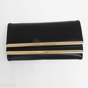 Bottom price wholesale women pu black long wallet