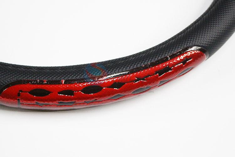 Black and Red Color Artificial Leather Car Steering Wheel Cover