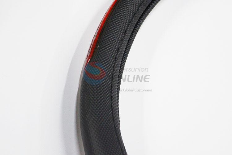 Black and Red Color Artificial Leather Car Steering Wheel Cover