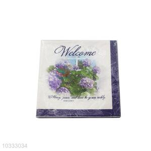 Beautiful Purple Flower Printed Square Paper Towel for Sale