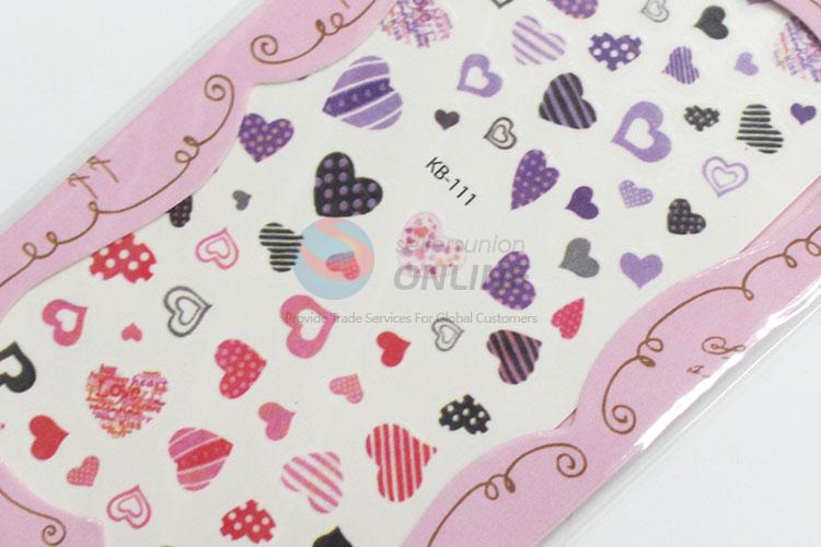 Cute cheap loving heart shape nail sticker