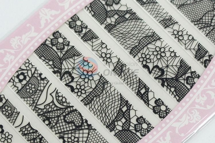 Great useful low price black lace nail sticker