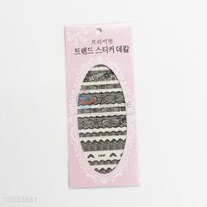 Low price best daily use fashion black lace nail sticker