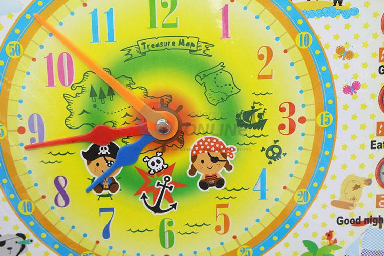 Plastic clock shaped kids drawing board with pen