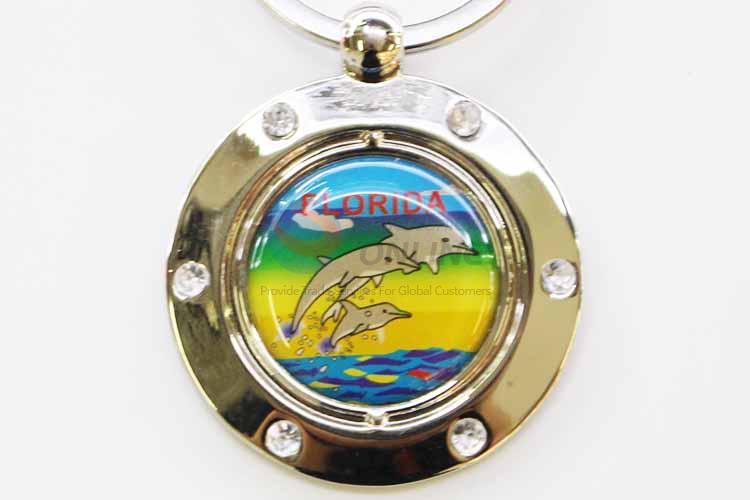 Dolphin Pattern Round Key Chain/Key Ring