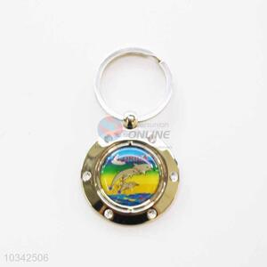 Dolphin Pattern Round Key Chain/Key Ring