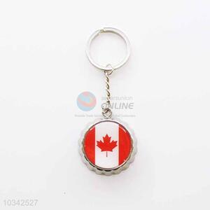 Canada Flag Pattern Round Key Chain/Key Ring