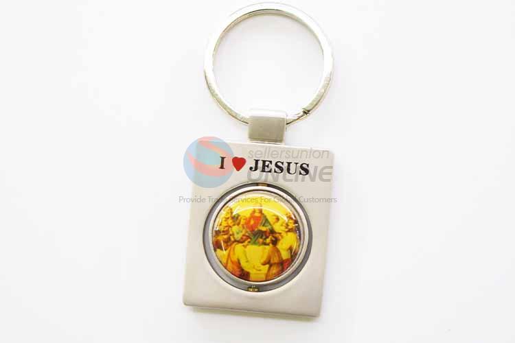 I Love Jesus Pattern Square Key Chain/Key Ring