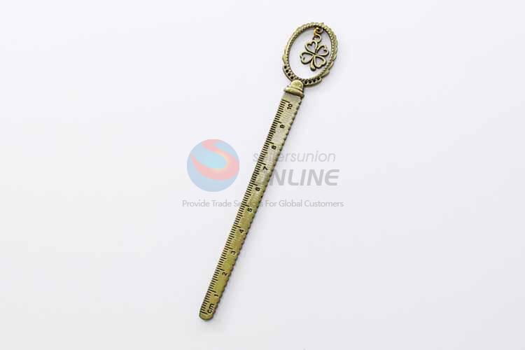 Zinc Alloy Ruler Bookmark with Clover Charm