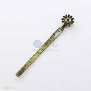 Zinc Alloy Ruler Bookmark with Sunflower Charm