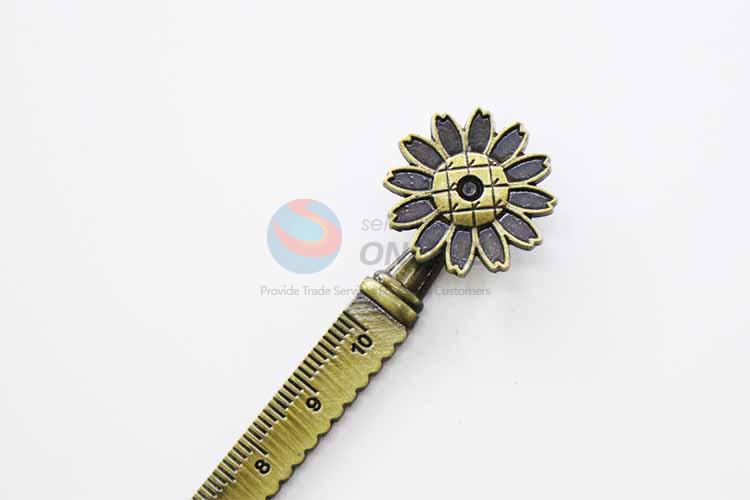 Zinc Alloy Ruler Bookmark with Sunflower Charm