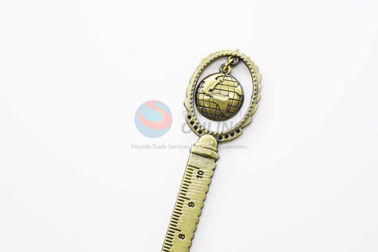 Zinc Alloy Ruler Bookmark with Earth Charm