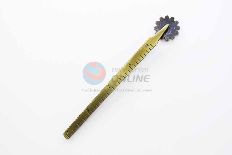 Zinc Alloy Ruler Bookmark with Sunflower Charm