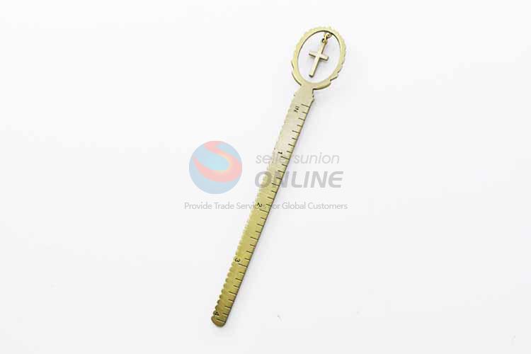 Zinc Alloy Ruler Bookmark with Cross Charm