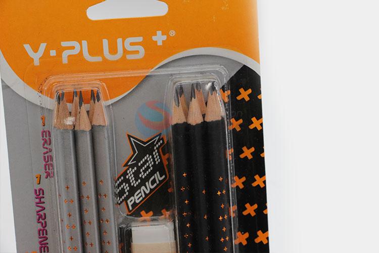 Wholesale Popular 12pcs HB Wood Pencil With Eraser Pencil Sharpener