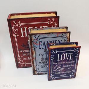 Factory price wood vintage book storage box_3 pcs