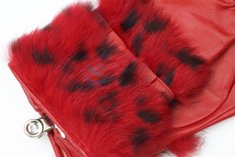 High sales promotional women winter warm leopard gloves