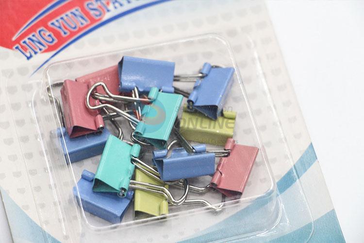 Hot Sale Colorful Metal 12pcs Binder Clips Paper Clip Office Stationery Binding Supplies