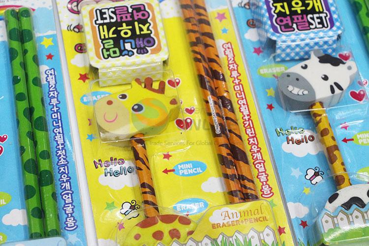 Hot Sale Cartoon Pen and Rubber/Eraser Set for Student