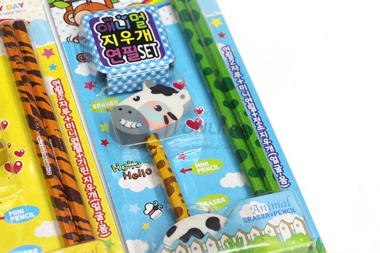 Hot Sale Cartoon Pen and Rubber/Eraser Set for Student