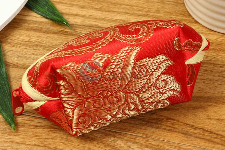 Luxury Silk Coin Purse Portable Coin Case With Zipper