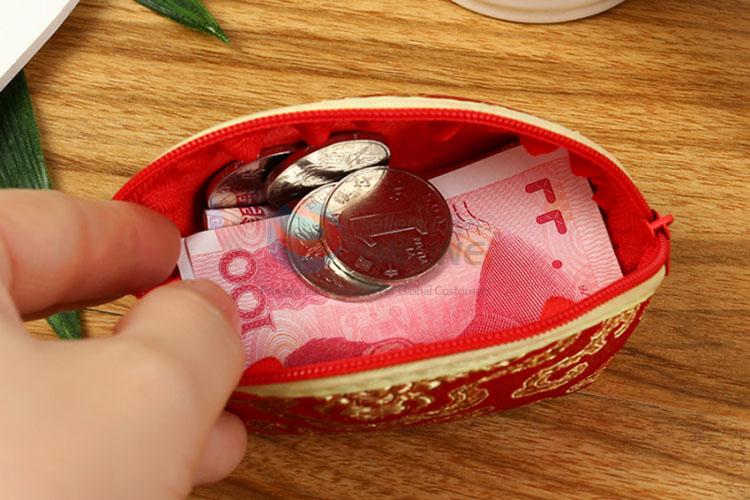 Luxury Silk Coin Purse Portable Coin Case With Zipper