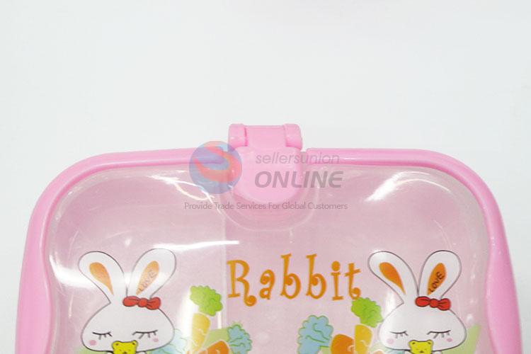 Rabbit Pattern Plastic Layered Lunch Box with Handle