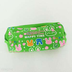 Green Color Cartoon Pattern Pen Bag