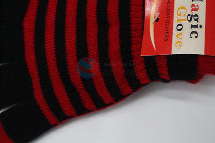 Modern design stripe knitted gloves