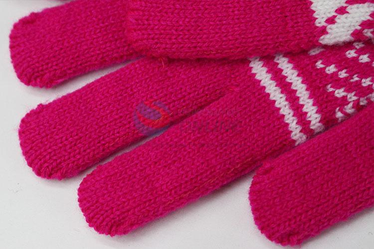 Fashion design rose red knitted gloves