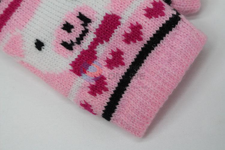 Bottom price cute pig pattern knitted gloves